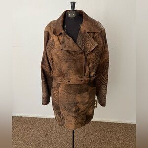 Vintage Kassini Leather Biker Jacket with matching High Wasted Pin Skirt